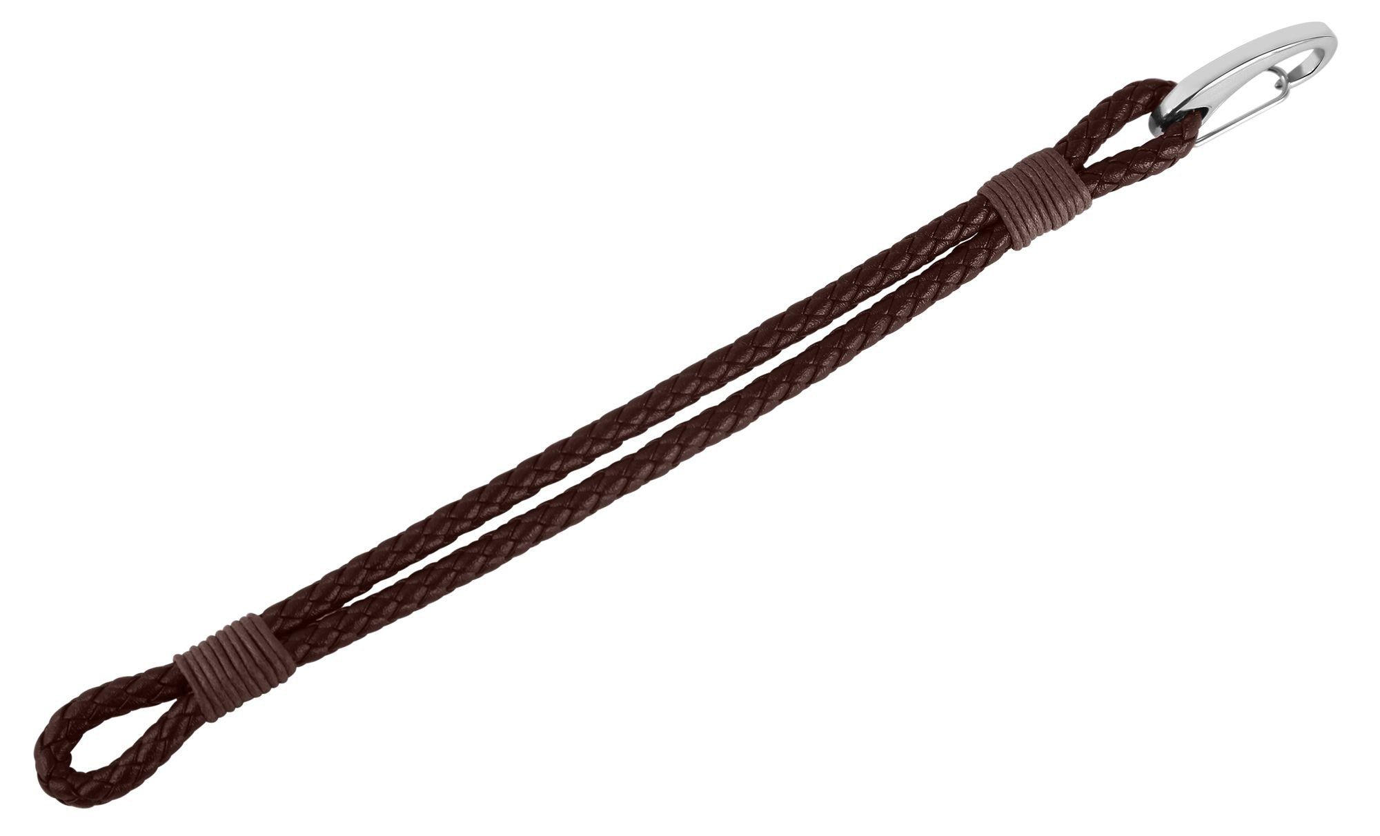 AKZENT Armband Edelstahlelement mit Braun Lederarmband Echtleder (einzeln) geflochten Jadal