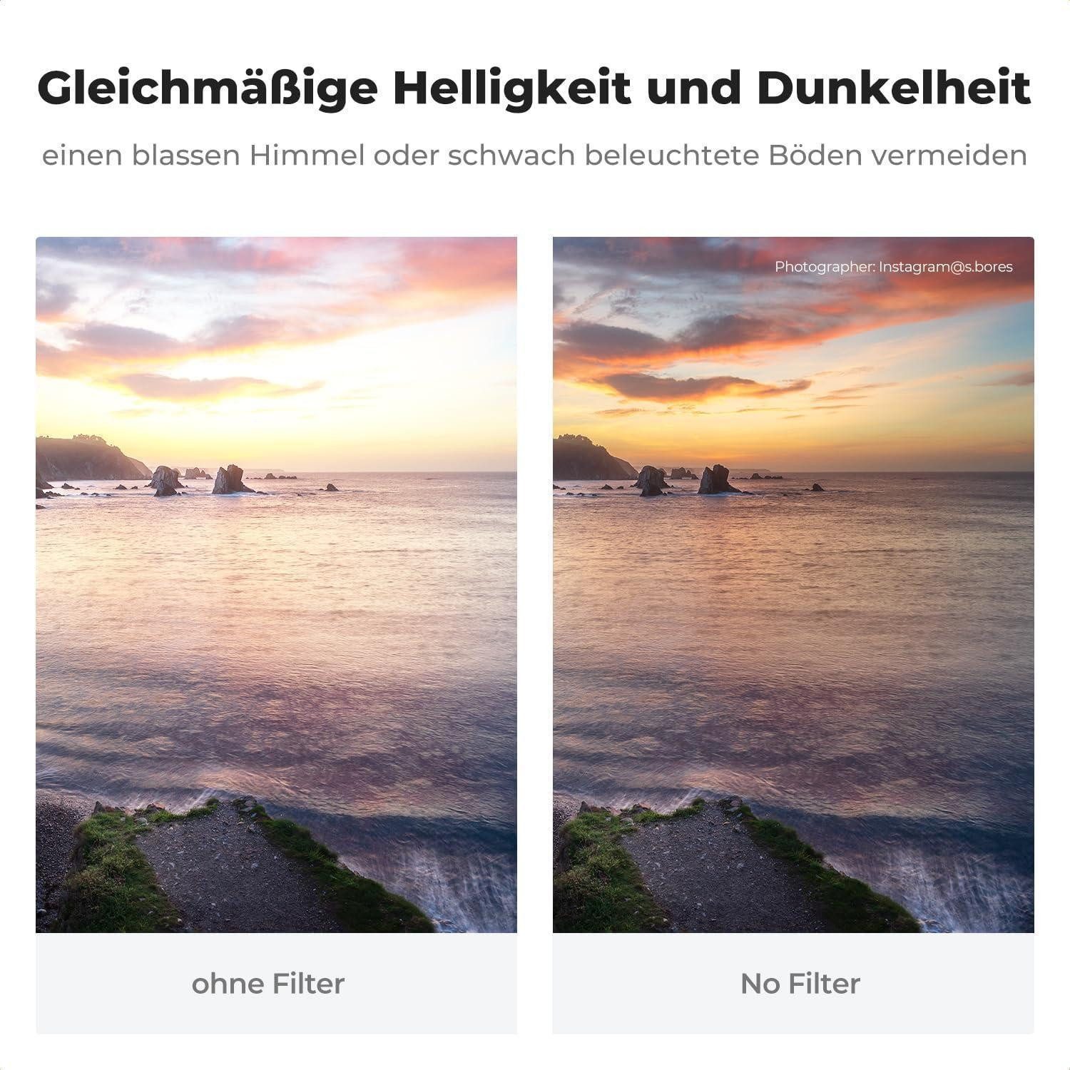 LuxusKollektion 82mm Nano-X Soft GND8 Verlaufsfilter ND0,9 Grauverlauf Filter Verlaufsfilter