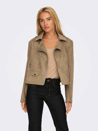 ONLY Lederimitatjacke ONLSCOOTIE FAUX SUEDE BIKER JACKET OTW mit Biker Details