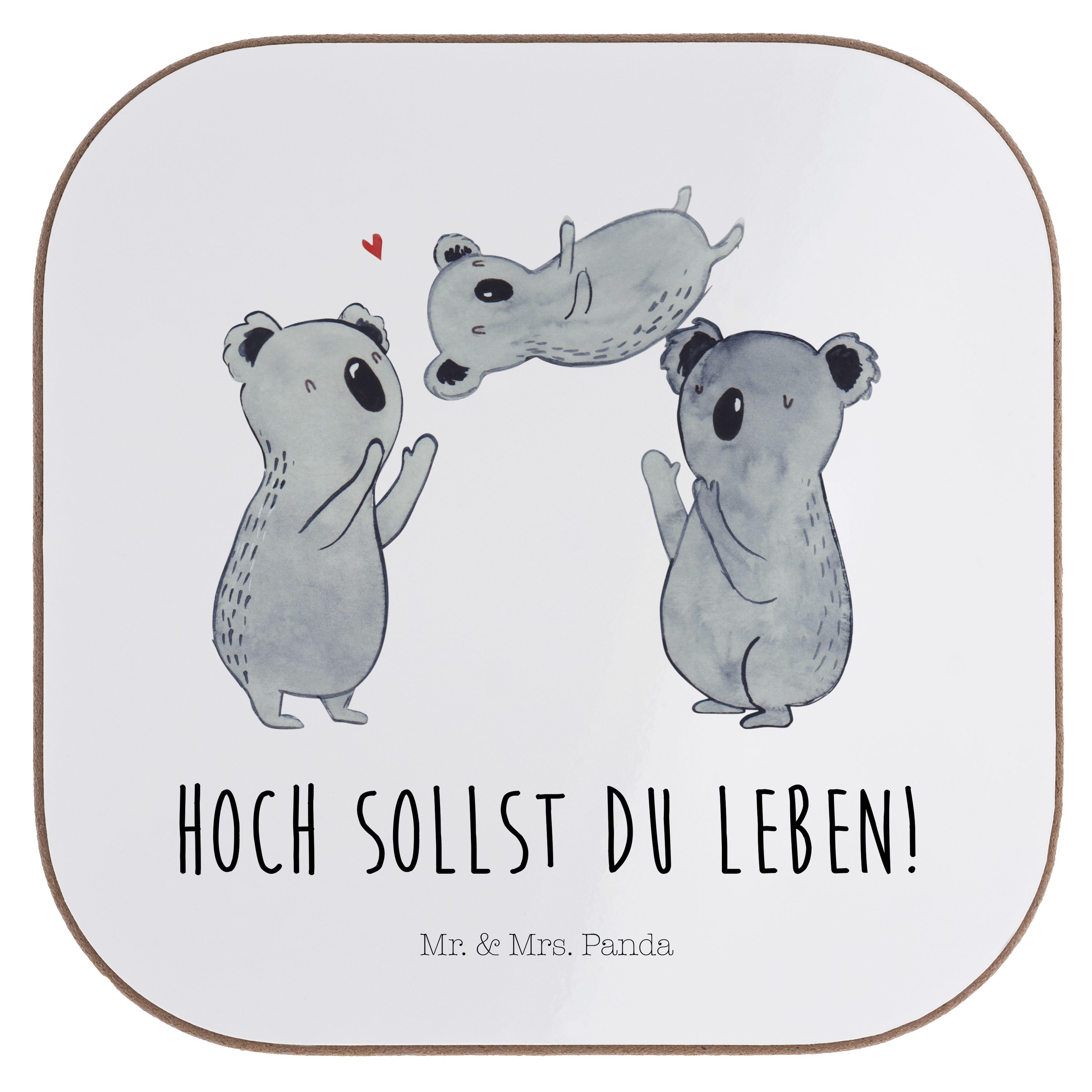Mr. & Mrs. Panda Getränkeuntersetzer Koala Feiern Sich - Weiß - Geschenk, Getränkeuntersetzer, Partyhüte, 1-tlg.