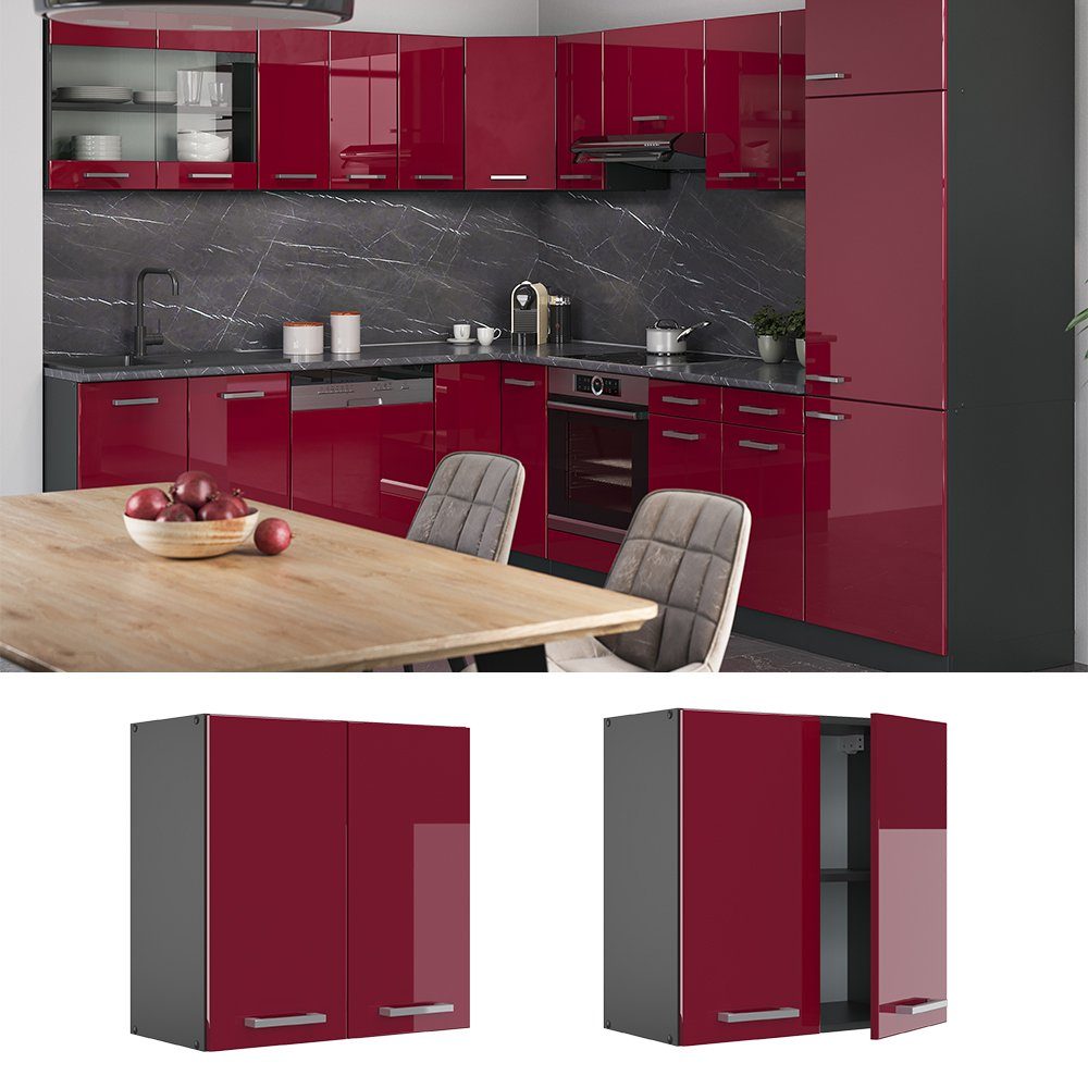 Vicco Hängeschrank R-Line, Bordeaux Hochglanz/Anthrazit, 60 günstig online kaufen