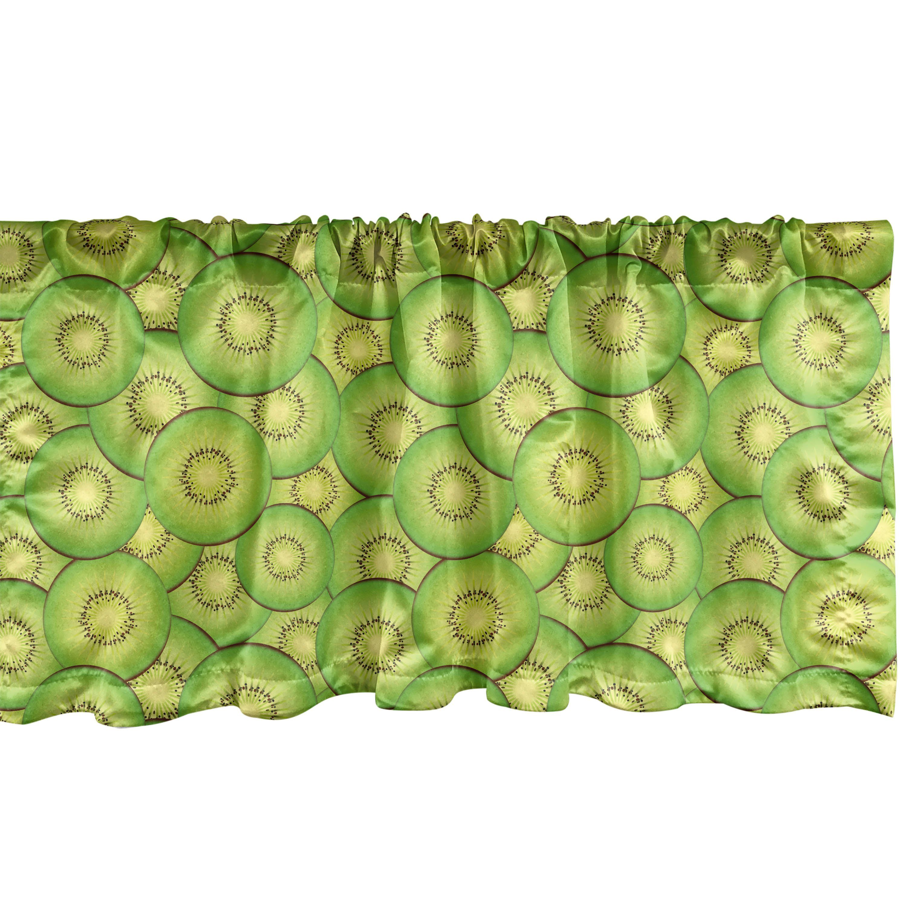 Stangentasche, Kiwi Schlafzimmer Scheibengardine Microfaser, für Abakuhaus, Frucht-Scheiben-Muster Exotische mit Vorhang Volant Dekor Küche
