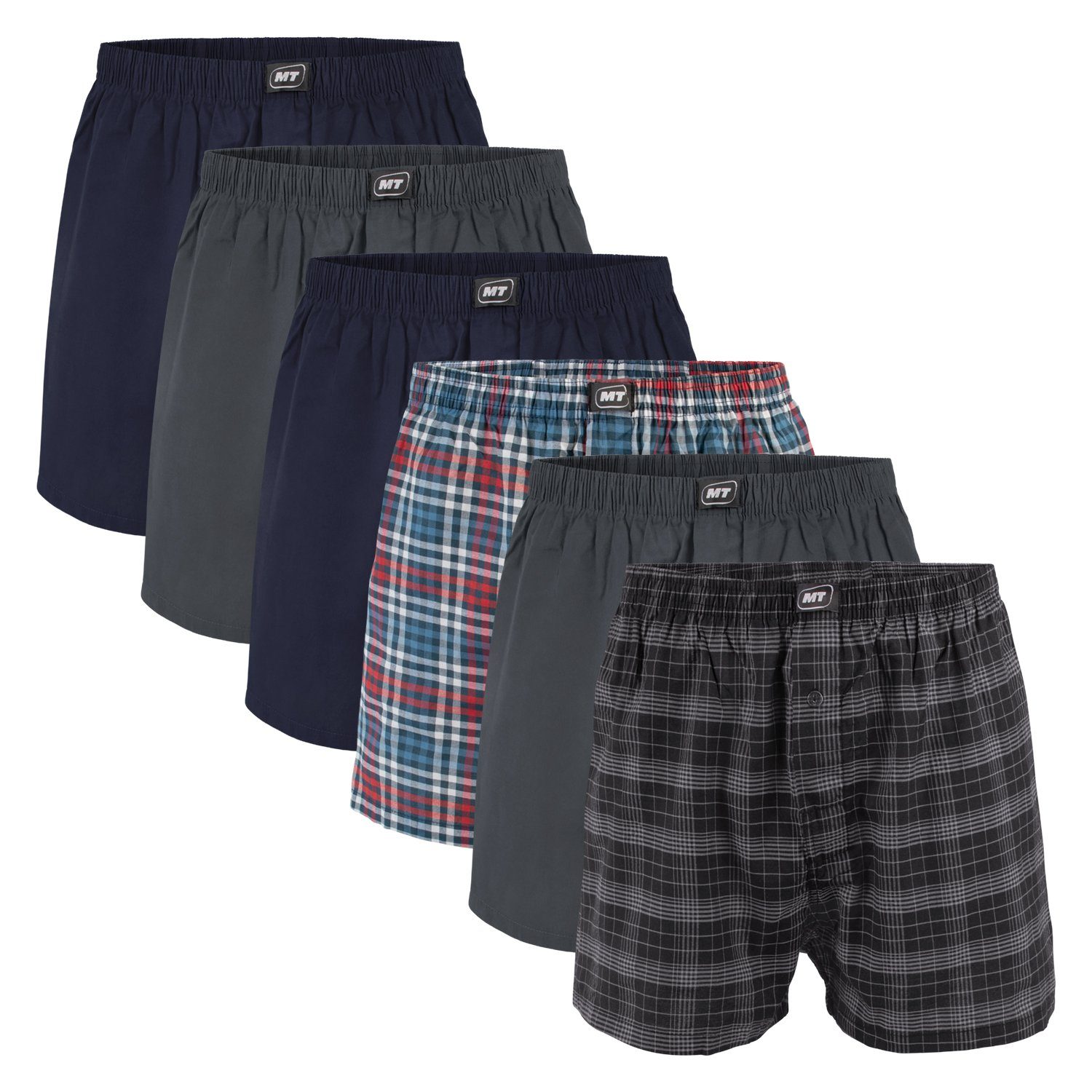 MT Boxershorts Herren Web Boxershorts (6er Pack) aus Baumwolle, Webboxer Shorts