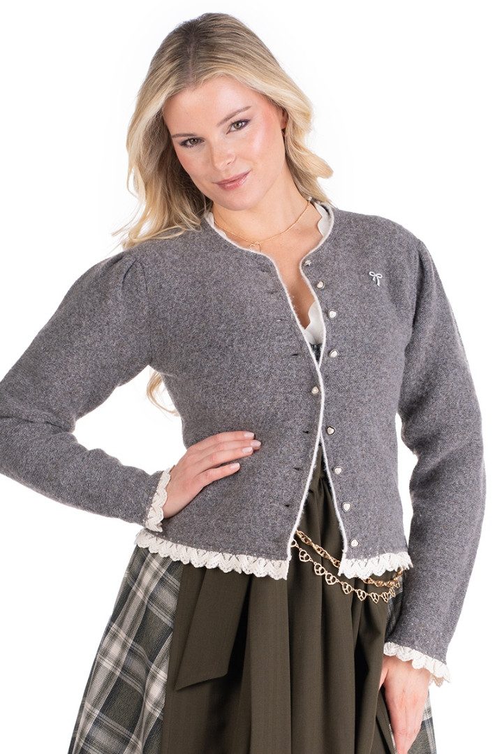 Spieth & Wensky Trachtenjacke Trachten Strickjacke - KARLINE - grau