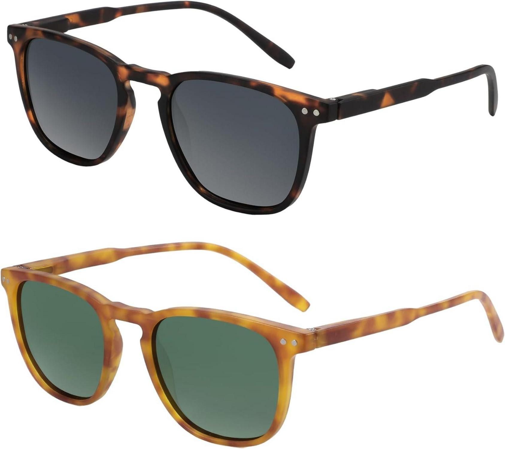 Retrosonnenbrille 2er Pack Polarisierte Sonnenbrille Retro Vintage Runde Quadratische