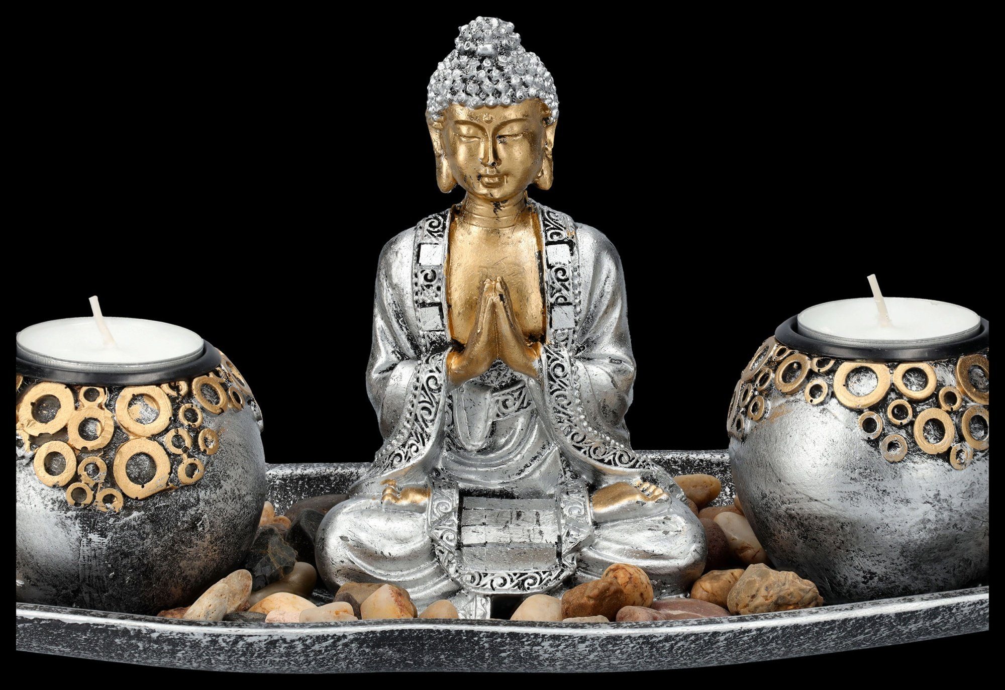 Figuren Shop GmbH Teelichthalter Buddha - Mythologie Deko - Dekoschale Teelichthalter Set 2er Figur