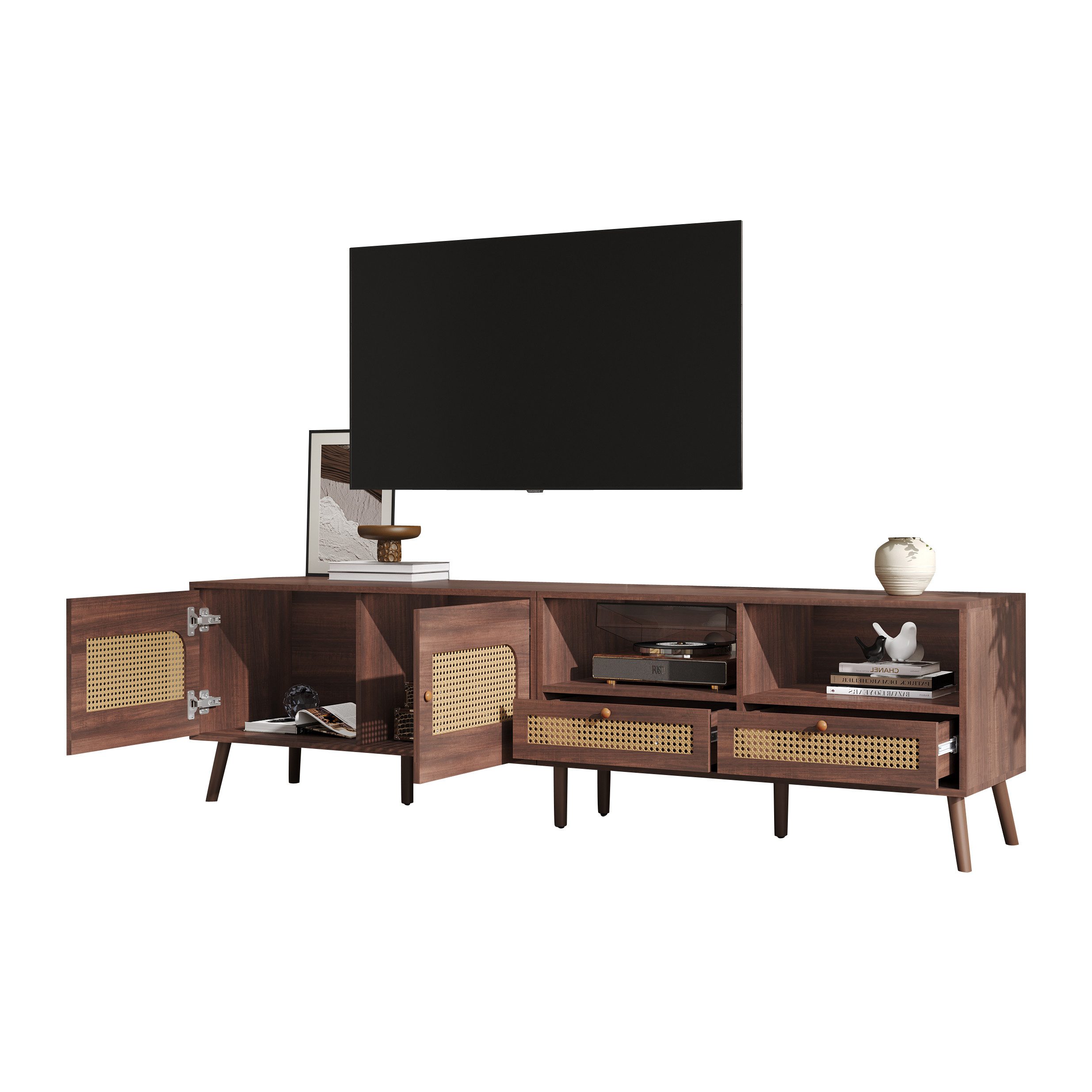 MODFU Lowboard mit Rattan-Türen (Fernsehtisch,TV-Ständer, Fernsehschrank, 1 günstig online kaufen