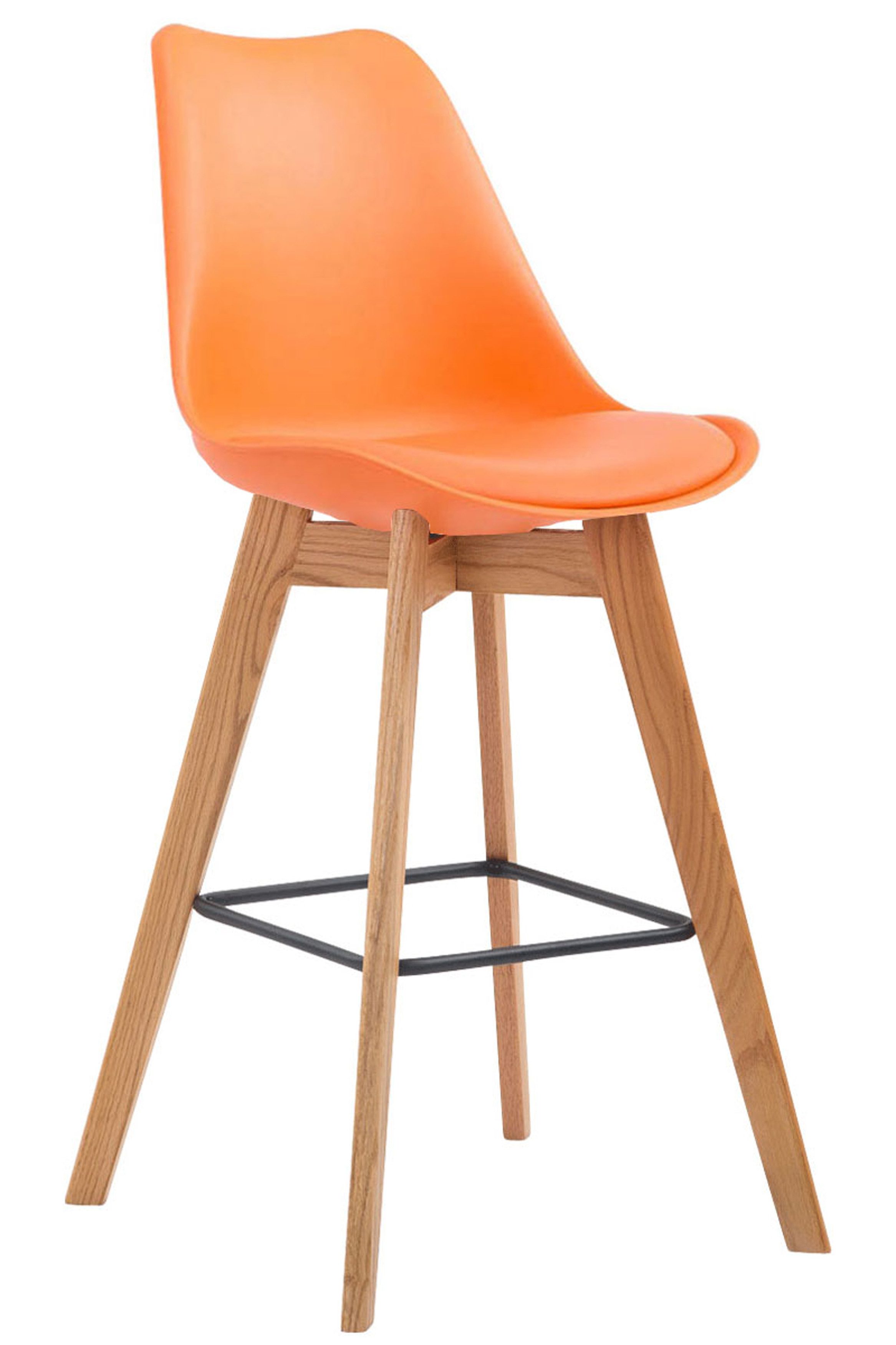 TPFLiving Barhocker 2er Set (Barstuhl - Hocker für Küche - stabiles Vierfußgestell), Thekenstuhl mit bequemer Sitzfläche: Kunststoff orange