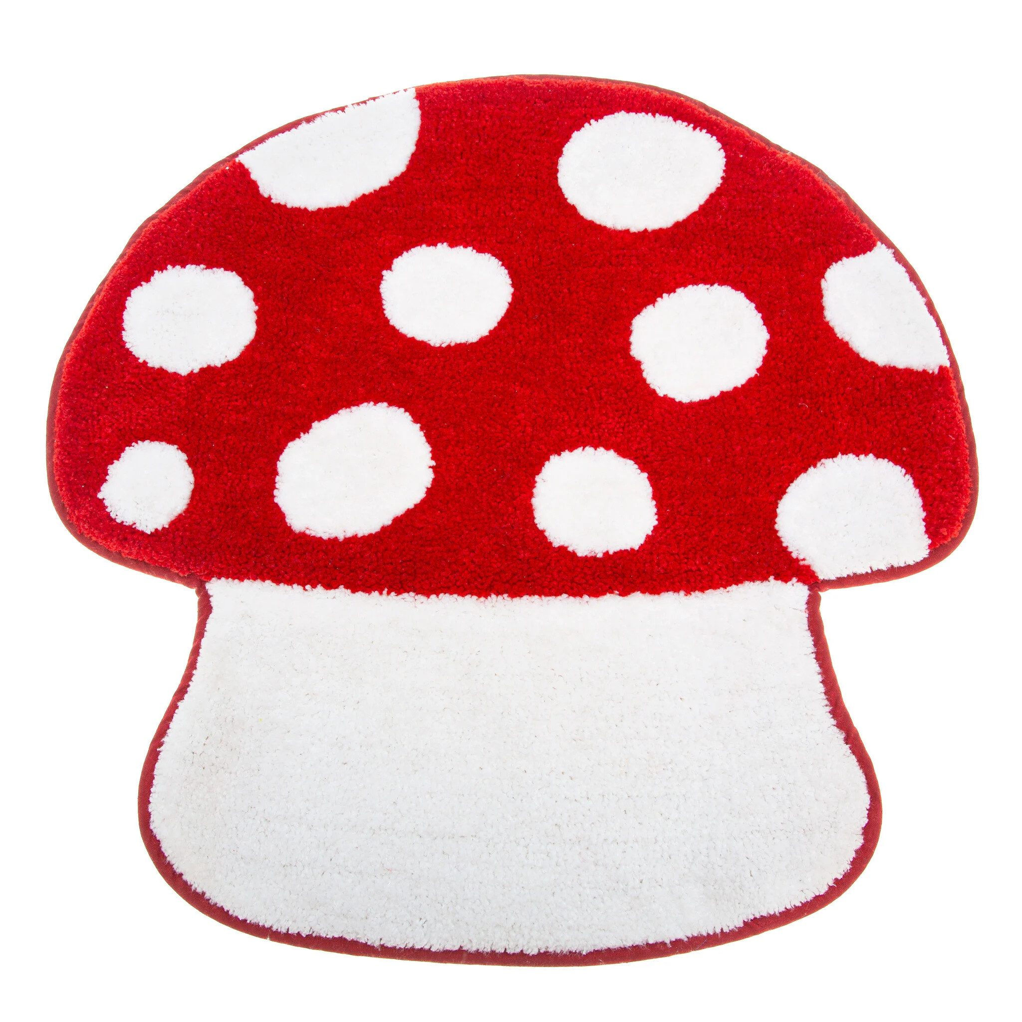 Sass & Belle Badematte Pilz, Höhe 10 mm, rutschhemmend beschichtet, weich, Polyester, Fliegenpilz, Teppich, ca. 63 x 63 cm