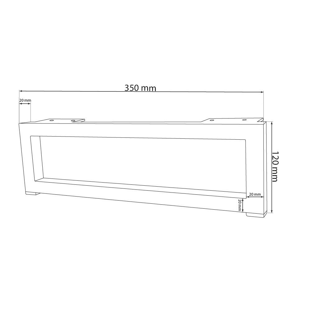 Prima-Online Möbelfuß Rechteckiges Metall-Möbelbein 35/50cm Schwarz Matt Möbelfuß Schrankfuß, (2-St) – Bild 3 von 5
