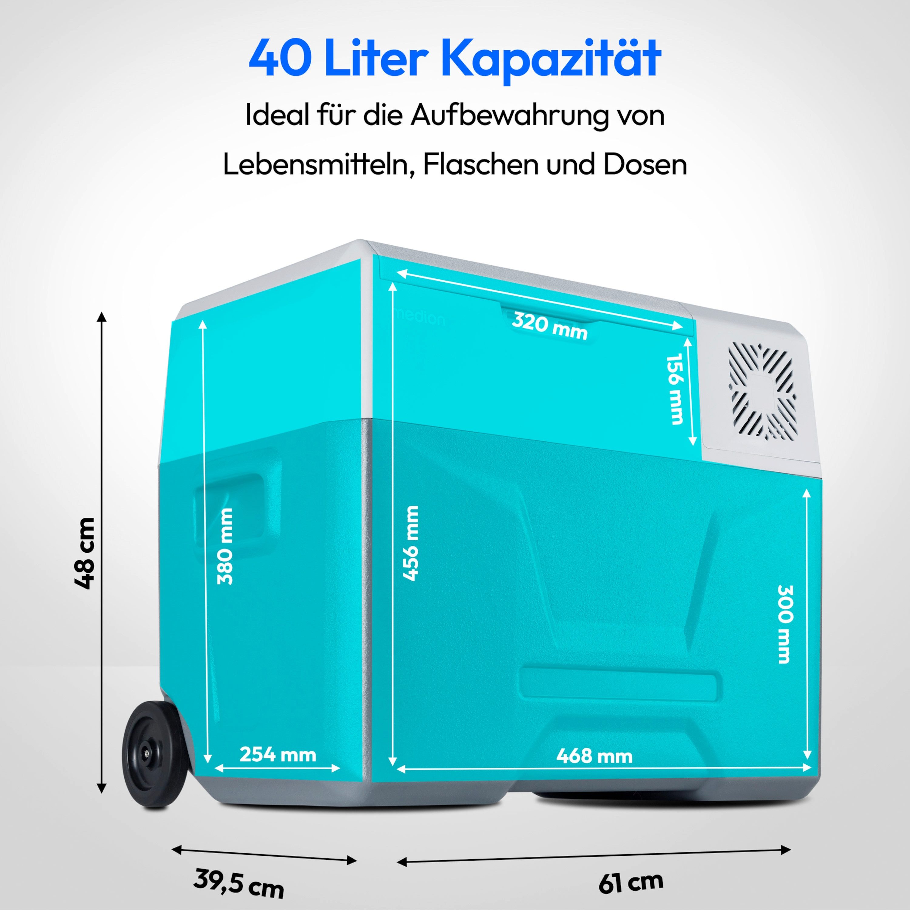 Medion® Kühlbox mit elektrische Kompressor MD13111, 40L Kapazität, elektrisch, USB, 230V, 12V, 24V, KFZ Adapter