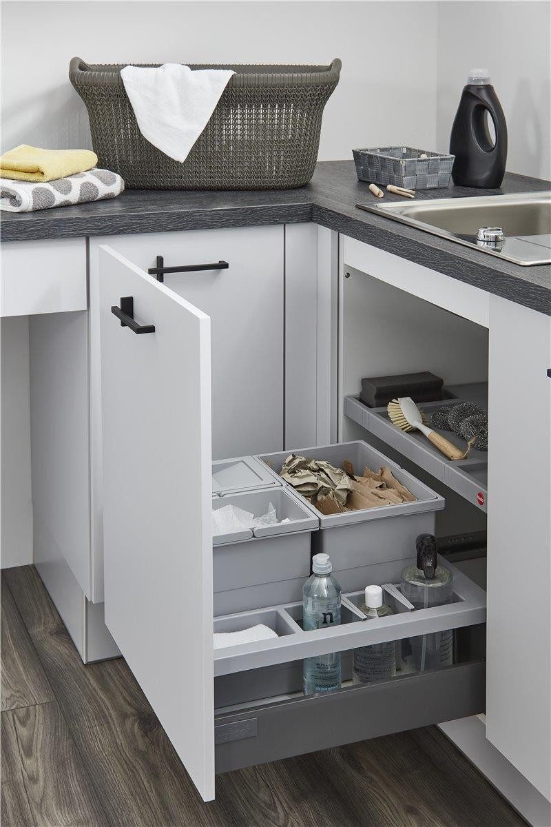 Hailo Einbaumülleimer Hailo Abfallsammler 3620511 Separato-K 500 2x 8 + 18 Liter Hellgrau, Hailo Abfallsammler 3620511 XS Inset Separato-K 2x 8 + 18 Liter – Bild 4 von 5