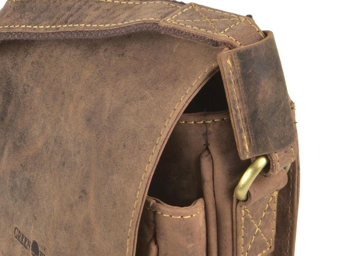 Greenburry Umhängetasche "Vintage" Leder, used Look, kleine Schultertasche 16x20cm, rustikal, antikbraun
