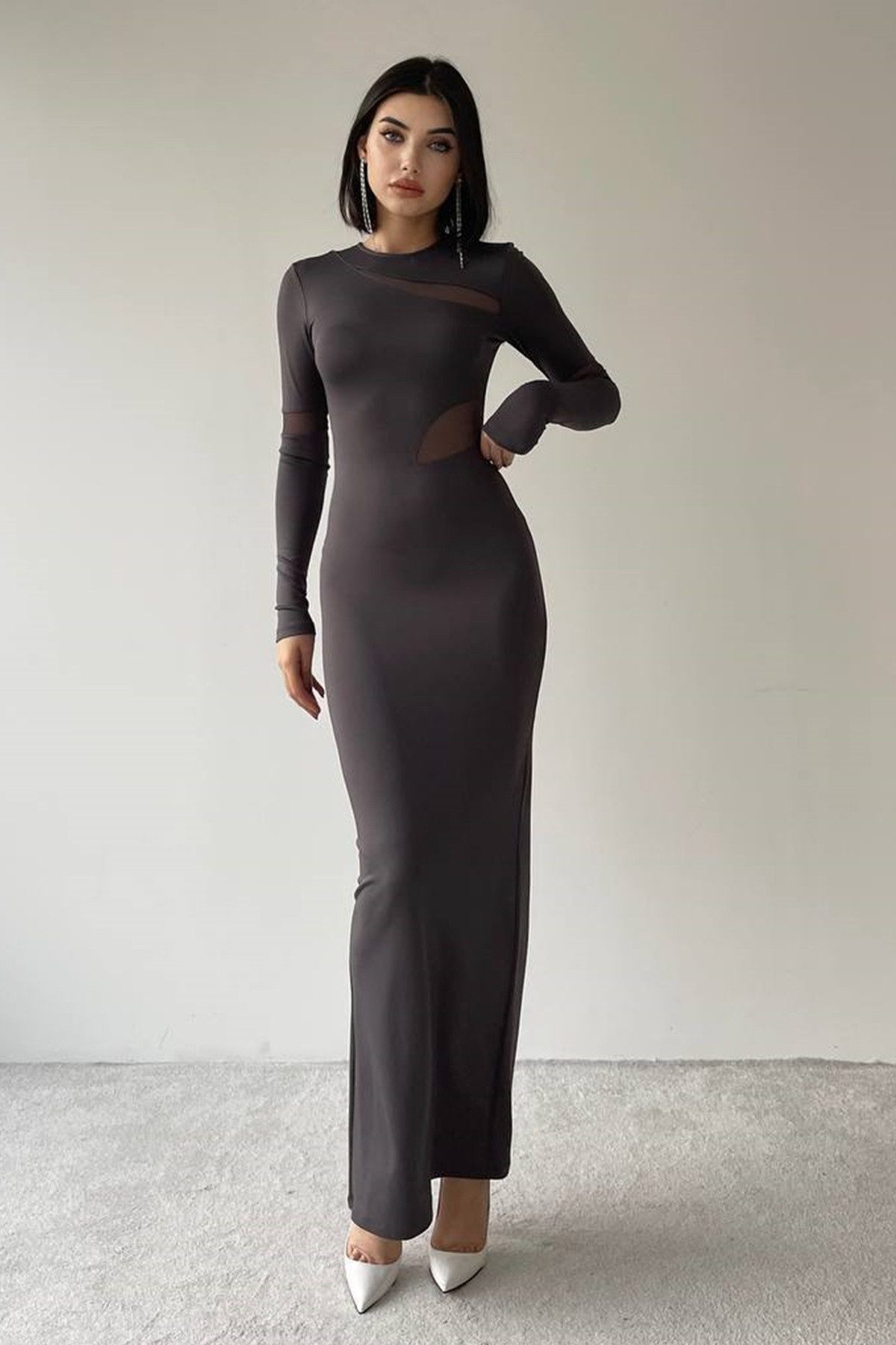WOMAN VISION Maxikleid Langärmeliges Maxikleid mit Rückenschlitz.