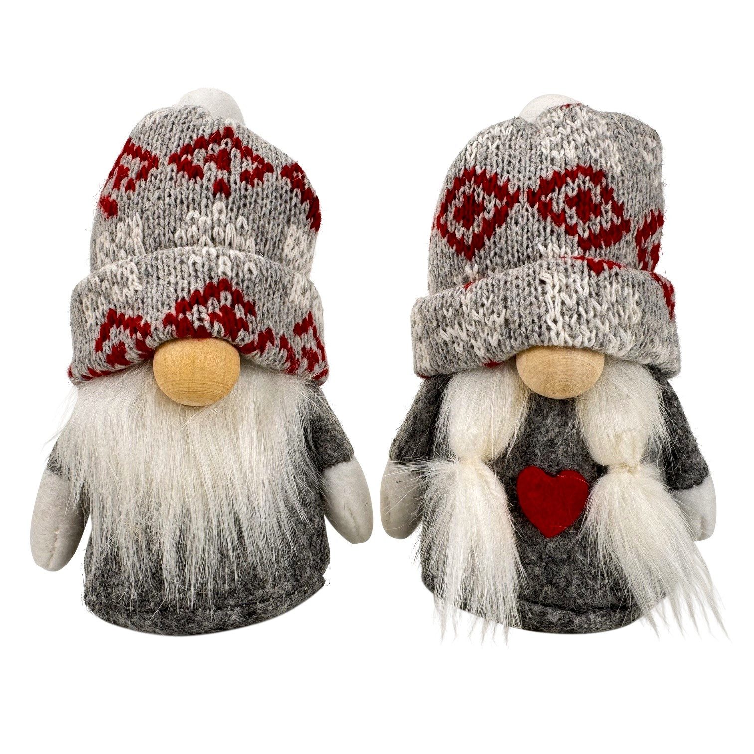 Online-Fuchs Dekofigur kleine Weihnachtswichtel mit Pudelmütze - Deko Winter & Weihnachten (3er oder 6er Set wählbar, harmonische Kombination aus Rot, Grau und  – Bild 3 von 4