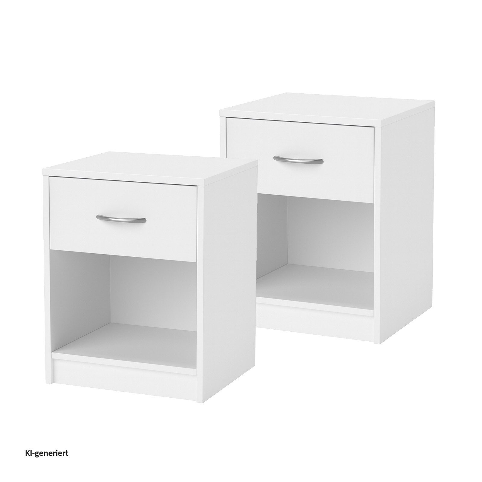 HTI-Living Nachtschrank Nachtschrank mit 1 Schublade 2er-Set Nina Weiß (Set, 2-St., 2 Nachtschränke) Nachttisch Nachtkommode Nachtkonsole