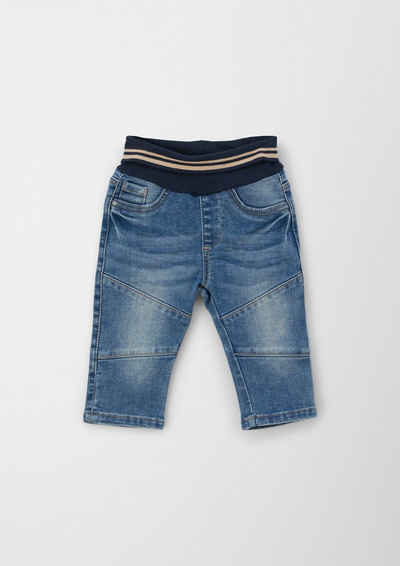 s.Oliver Stoffhose Jeans mit Umschlagbund Streifen-Detail, Ziernaht