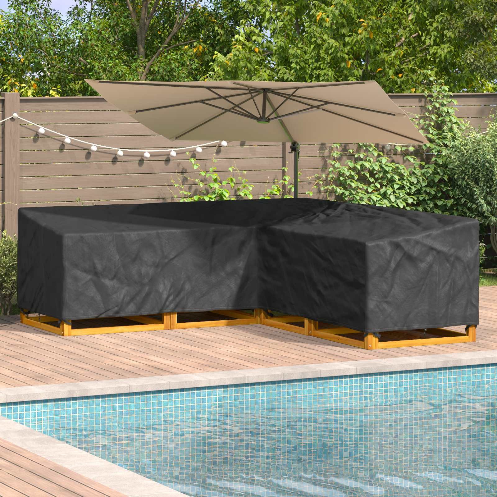 vidaXL Gartenmöbel-Schutzhülle Möbelbezug Schwarz 270 x 270 x 80 cm 210D Oxford Stoff (1-St)