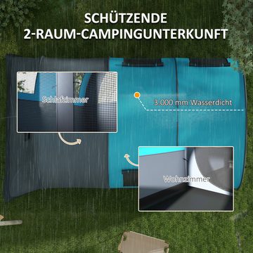 Outsunny Tunnelzelt mit Tragetasche, wasserdicht, Personen: 6 (Tunnelzelt, 1 tlg., Familienzelt), für Campingplatz, Grau
