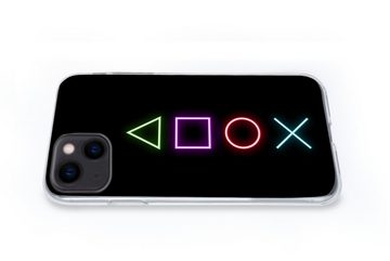 MuchoWow Handyhülle Gaming - Neon - Konsole - Schwarz - Controller - Gaming, Handyhülle Apple iPhone 13, Smartphone-Bumper, Print, Handy