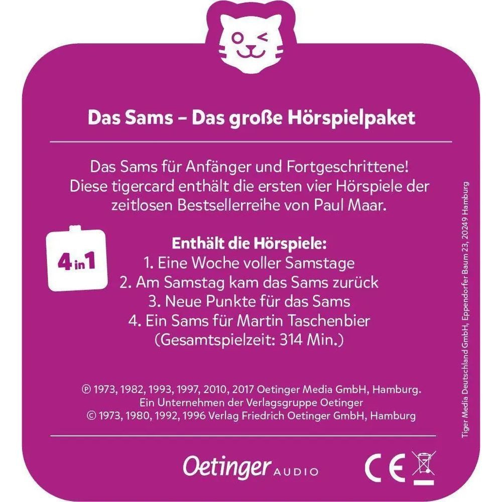 Tiger Media Deutschland GmbH Hörspiel tigercards Multicard - Das Sams - 4 Hörspiele