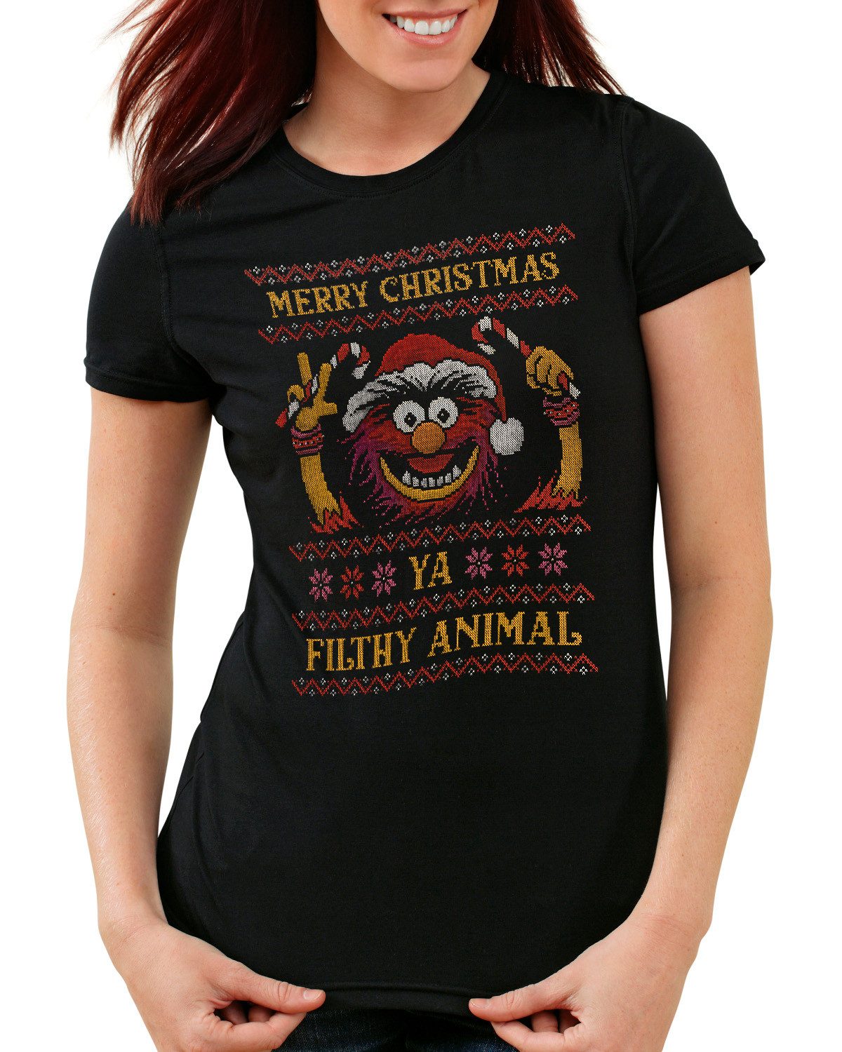 style3 T-Shirt Krümelmonster kekse sesamstraße plätzchen backen weihnachten pullover