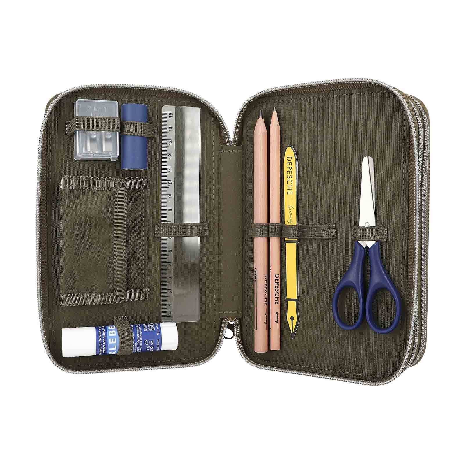 Depesche Federmäppchen Dino World 3-Fach Federtasche mit 3D Effekt, (1-tlg)