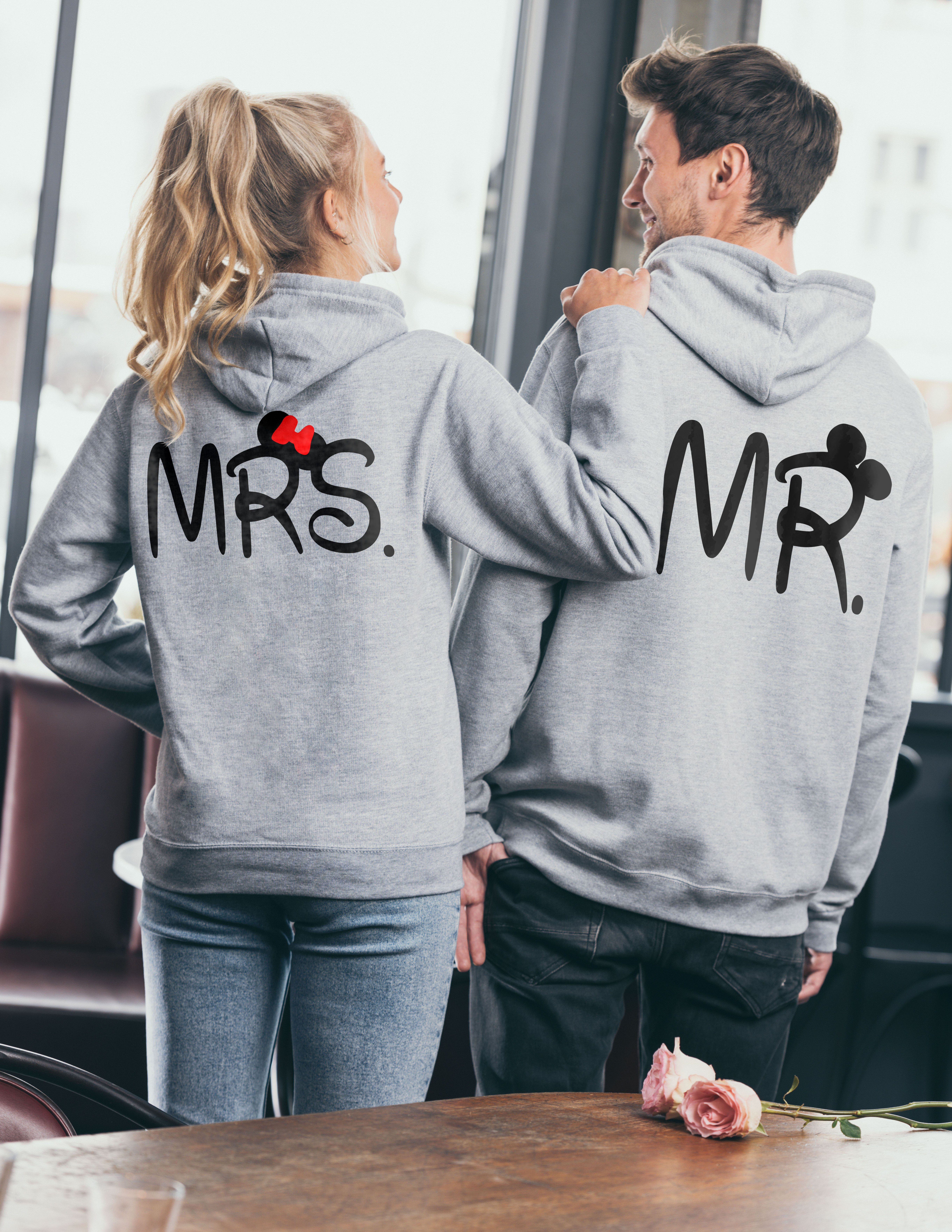 Couples Shop Kapuzenpullover Mr & Mrs Mister Misses Hoodie Pullover mit modischem Print – Bild 3 von 5