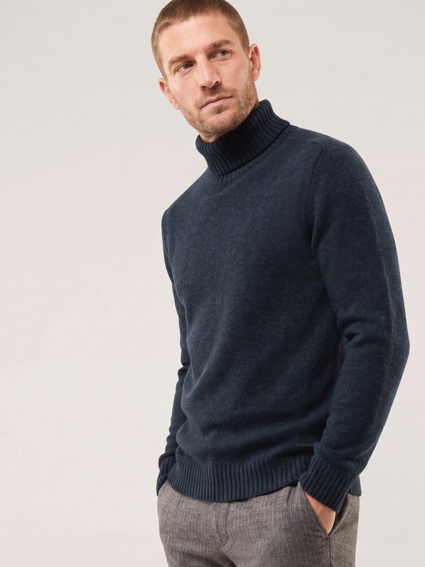 Walbusch Rollkragenpullover Herren Rollkragenpullover aus Lammwolle, wärmend