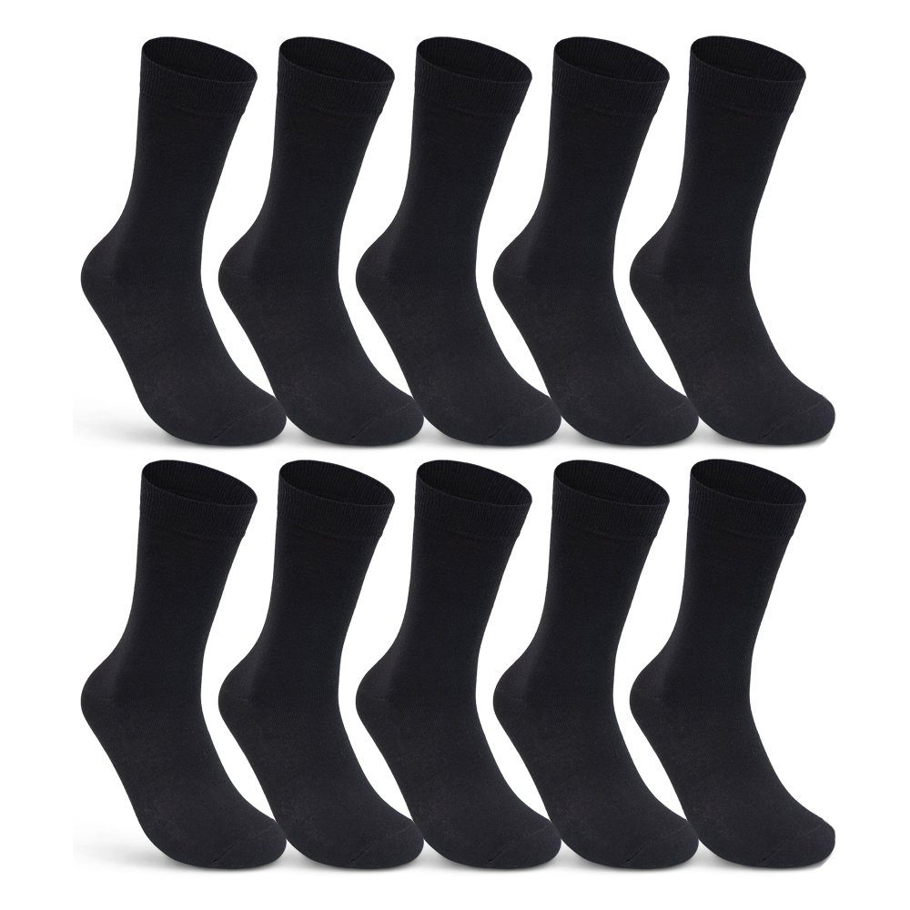 sockenkauf24 Socken 10 I 20 I 30 Paar Damen & Herren Business Socken Baumwolle (Schwarz, 10-Paar, 39-42) mit Komfortbund Strümpfe - 10700 WP