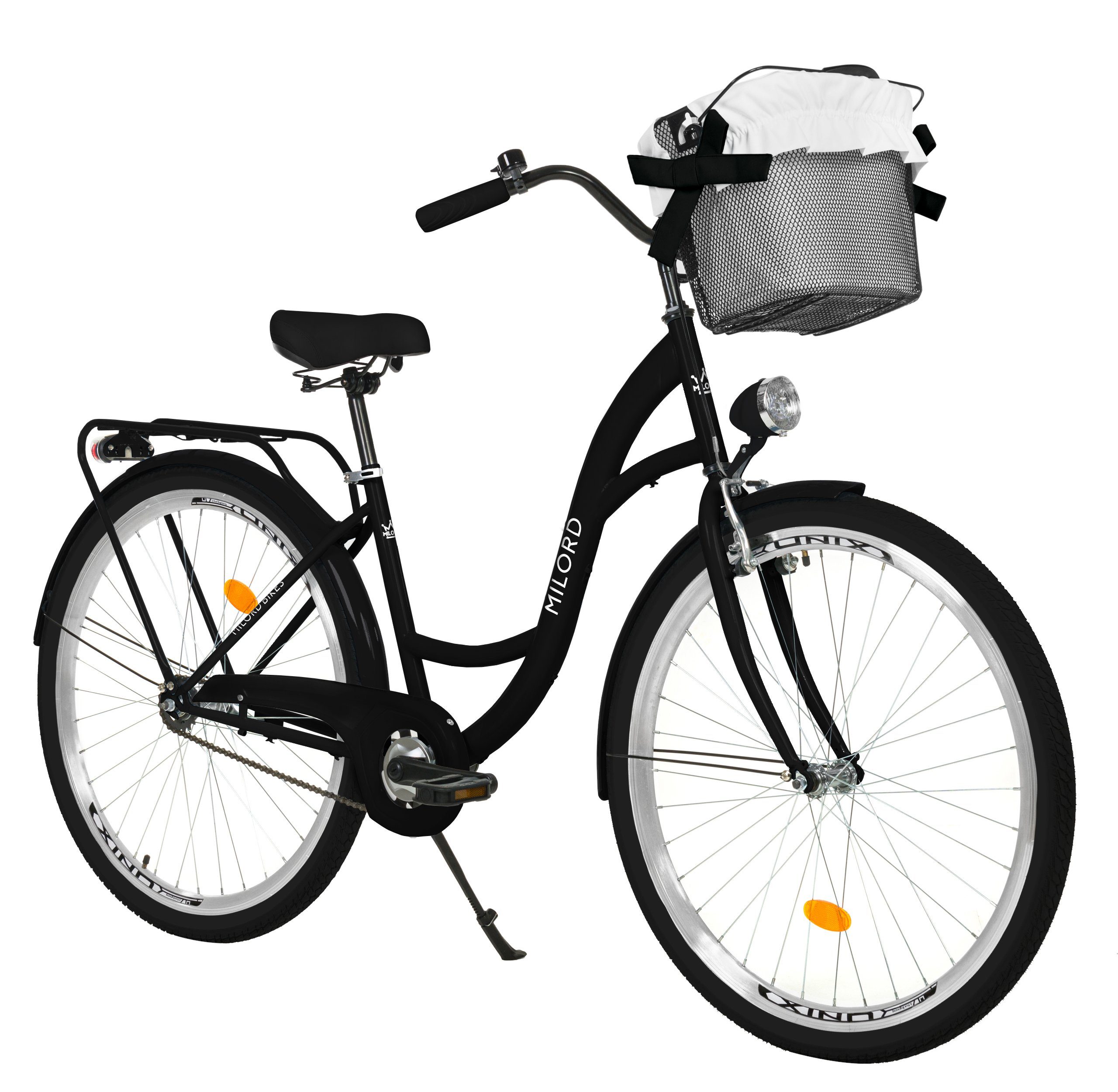 Schwarz, MILORD Cityrad Zoll, Fahrrad City Milord BIKES 28/26 Damenfahrrad, 1-Gang, 1 Gang Korb