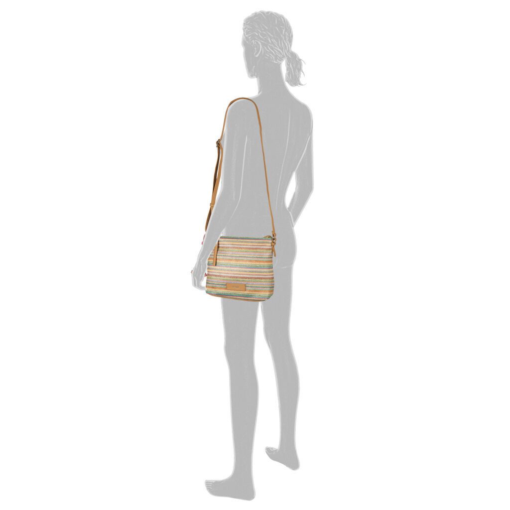 Gabor Umhängetasche Anisa, Damen Schultertasche, Handtasche mit Blütenanhänger