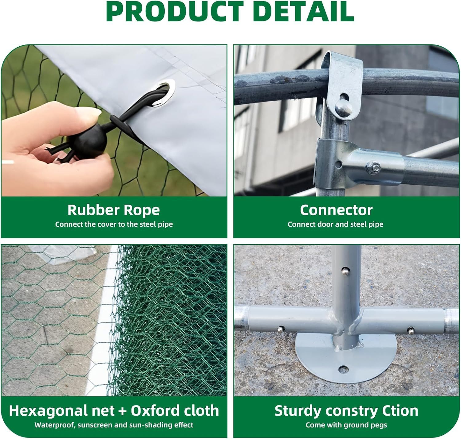 GarveeMore Hühnerstall Mit Wasserdichter Und UV-Beständiger Abdeckung Gehege, Verzinkter Stahl Hühnerauslauf Entenstall Für Hühner,Enten,Kleintiere