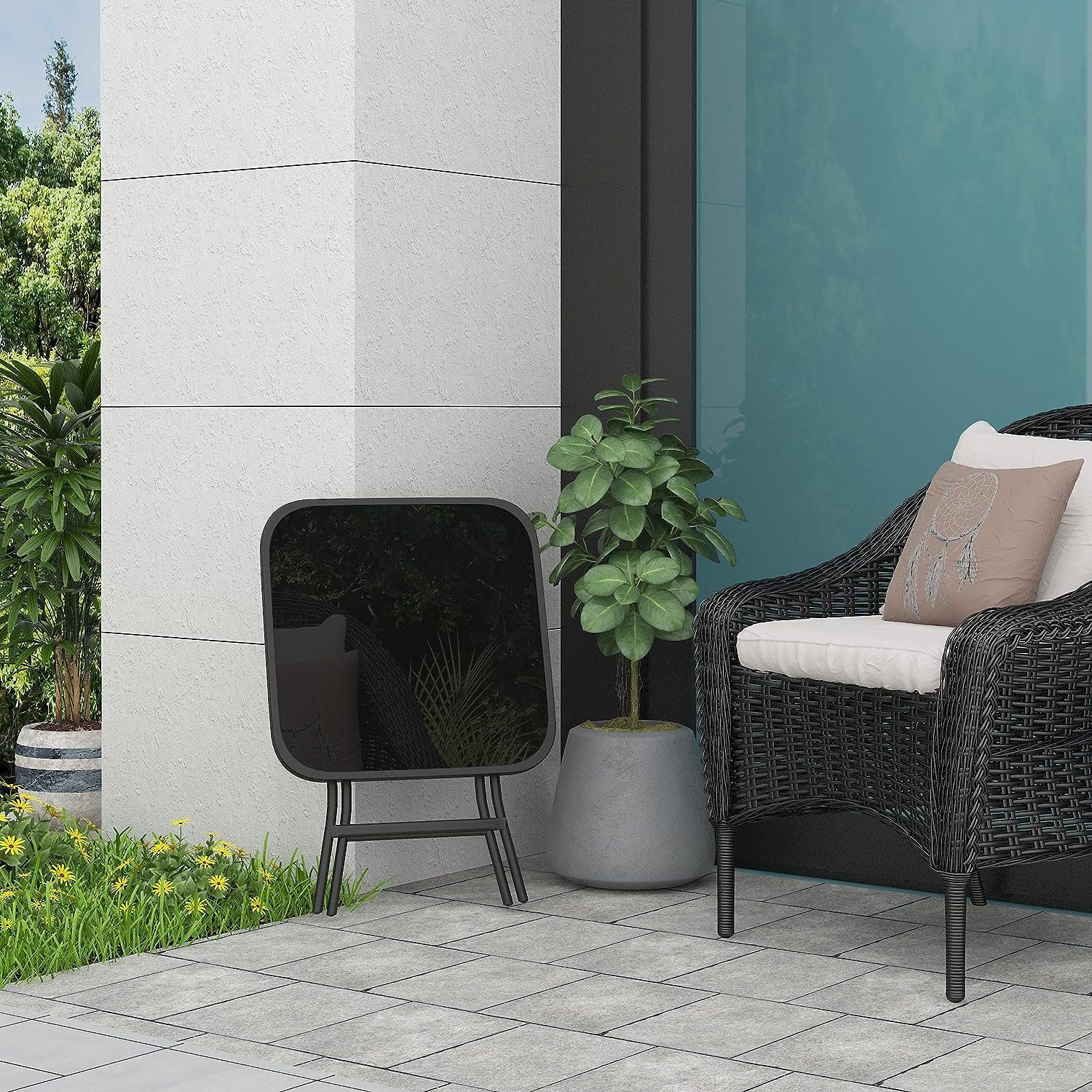 EUGAD Gartentisch (1-St), Beistelltisch klappbar, aus Glas&Metall, rechteckig