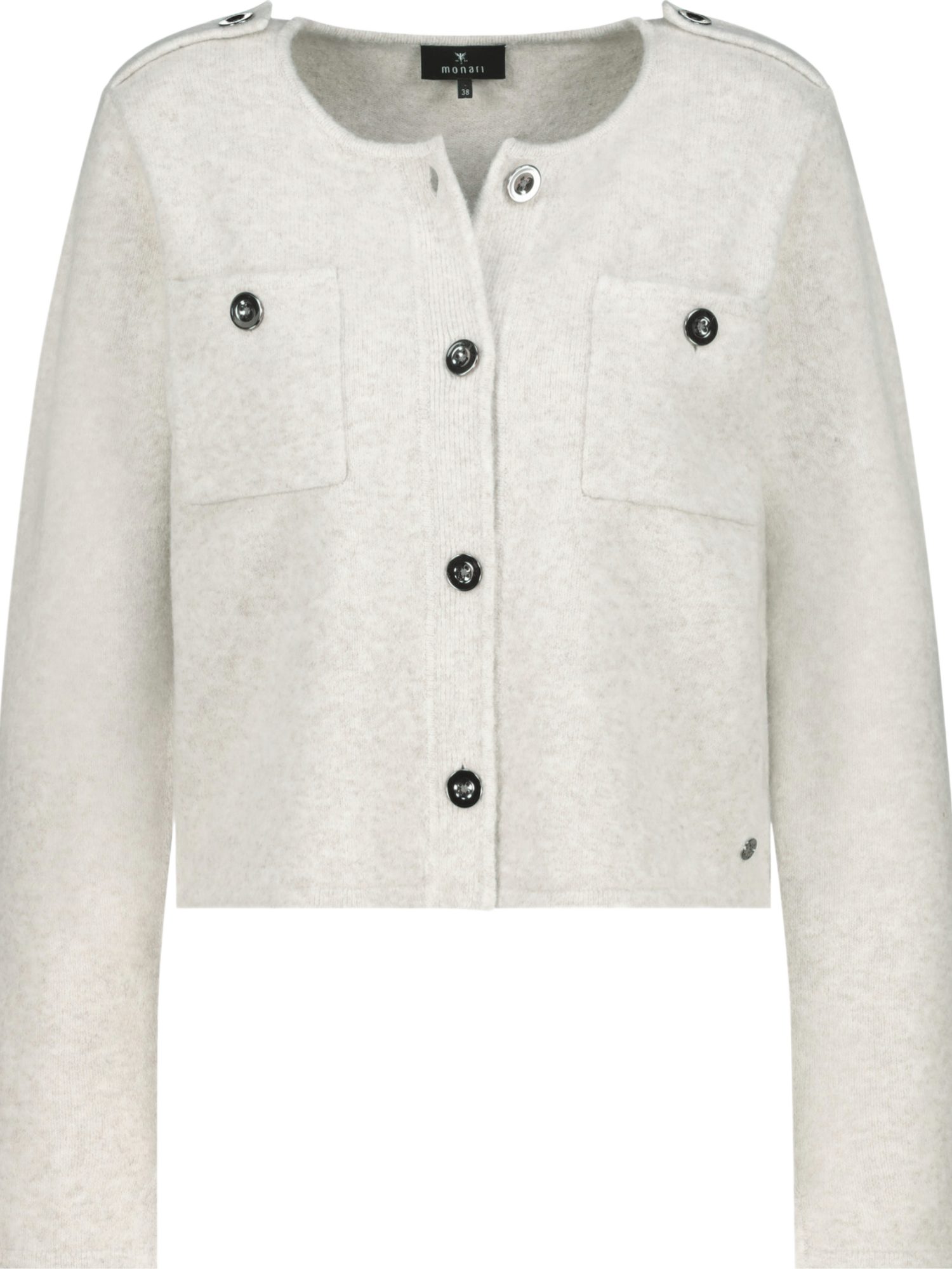 Monari Strickjacke weiß,Indoor,Polyester,Unifarben,Rundhals,Lang,Regular Fit