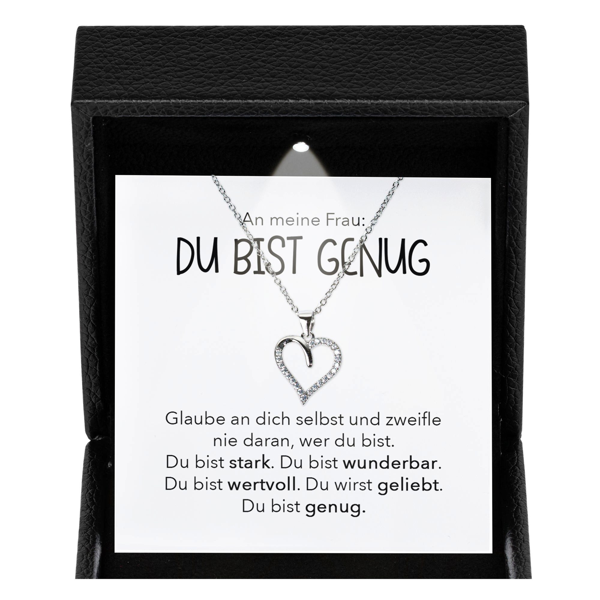 22Feels Schmuckset Ehefrau Hochzeitstag Valentinstag Du Bist Genug Geschenk Halskette (Geschenkset), Silber 925/000, Geschenkset Made In Germany, Premium Licht Etui