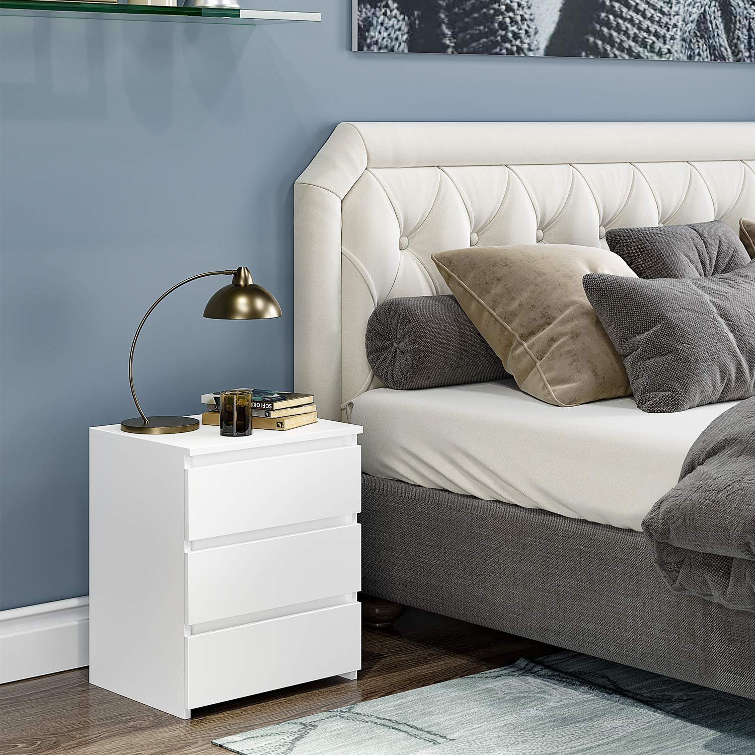Homfa Nachttisch mit 3 Schubladen (1-St), Nachttschrank Nachtkommode Weiß 4 günstig online kaufen