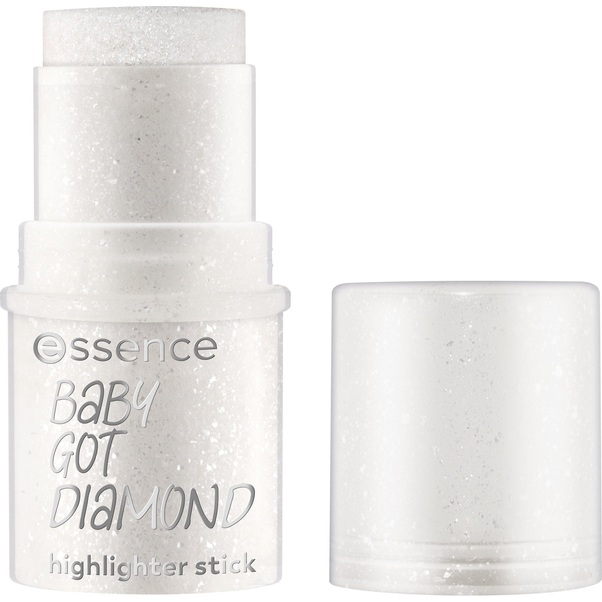 Essence Highlighter BABY GOT DIAMOND highlighter stick, 3-tlg., Geschmeidige Formel, mit Silberglitter, praktisch und vegan.