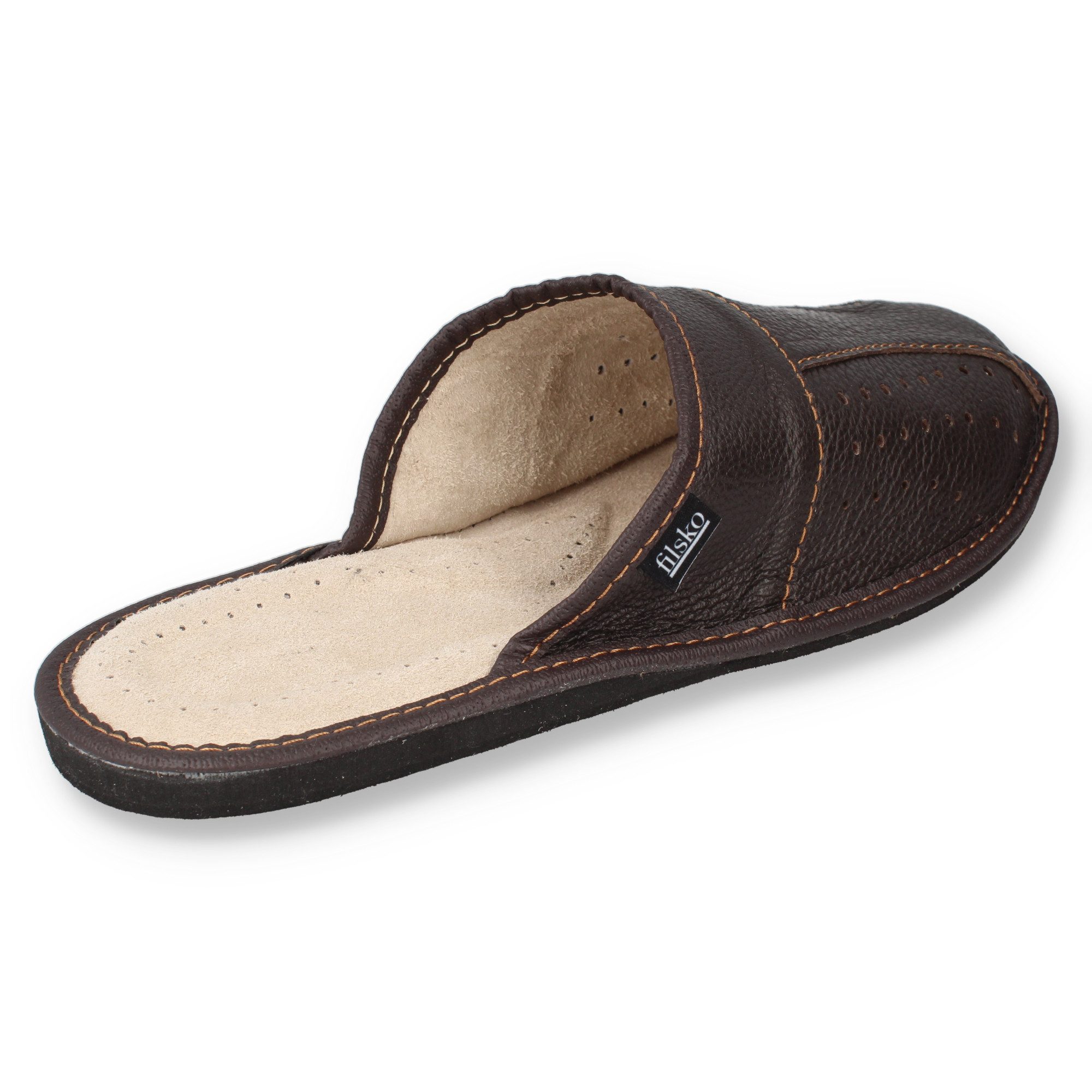 filsko Danzig Elegante Herren Pantoffeln aus Rindleder Hausschuh bis Schuhgröße 50!