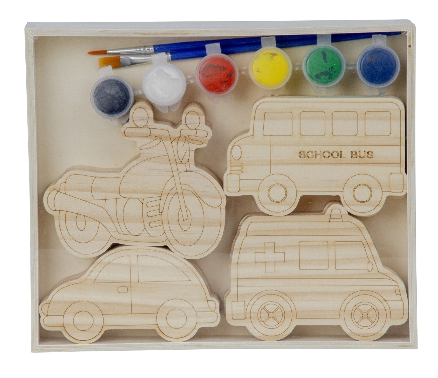 Mel-O-Design Malvorlage Malset Autos aus Holz zum ausmalen (Mal Set Kinder und Erwachsene, Bastelset), Geschenke für Kinder