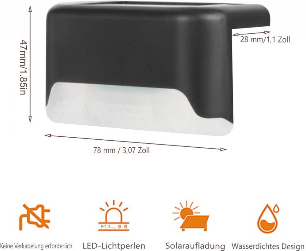 FELIXLEO LED Solarleuchte 12 PCS Solarlampen für Außen Garten,Deckleuchten Warmes Licht, Schwarz – Bild 2 von 5
