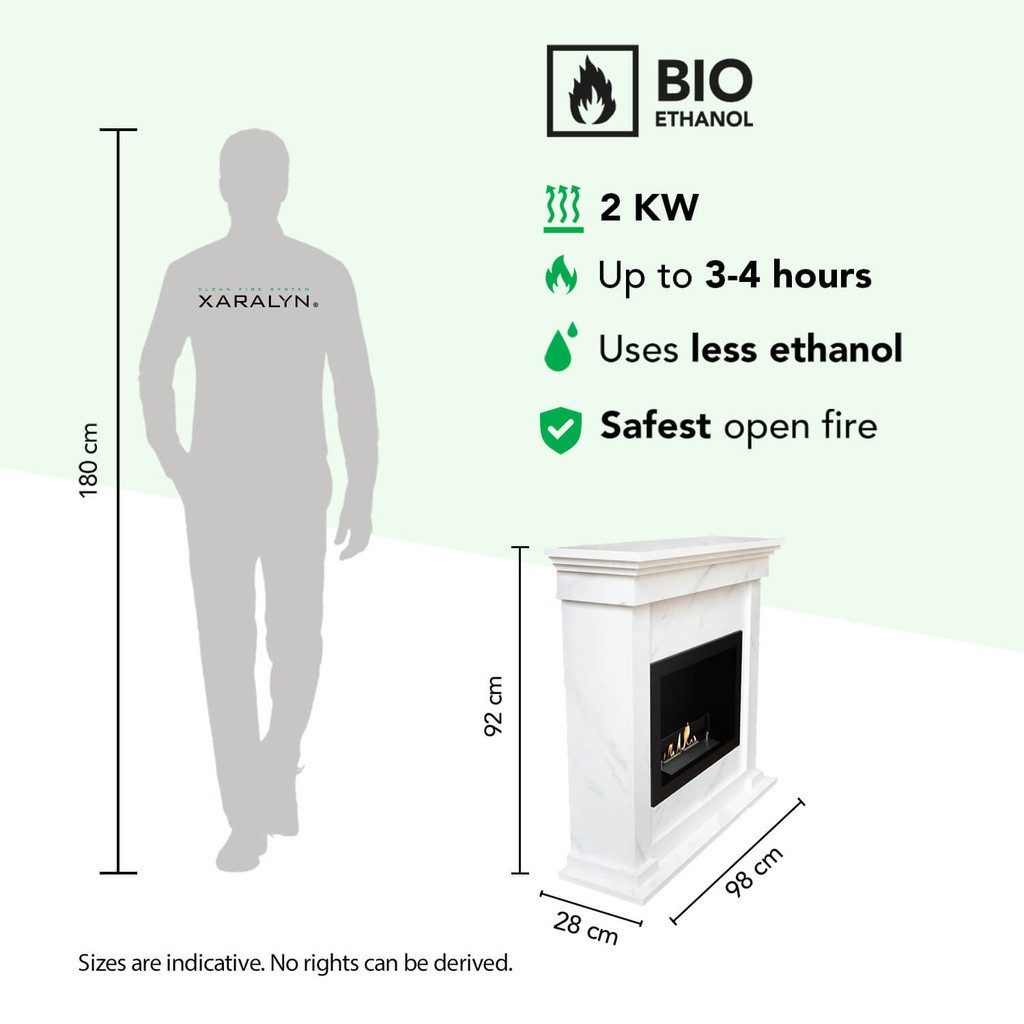 XARALYN Echtfeuer-Dekokamin Ethanol-Kamin - Flex - Holz - 1,5 kW Heizung (2-St) – Bild 3 von 4
