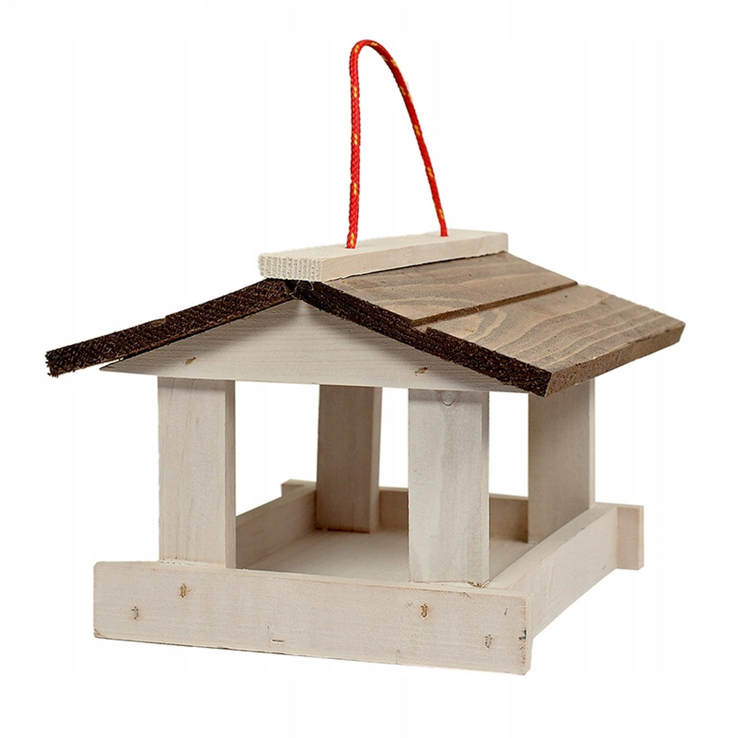 WOODOK Vogelhaus Massivholz-Vogelfutterhaus mit Aufhängeschnur, Holz, günstig online kaufen