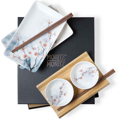 Moritz & Moritz Tafelservice »Sushi Set Kirschblüten« (10-tlg), Porzellan, Geschirrset für 2 Personen