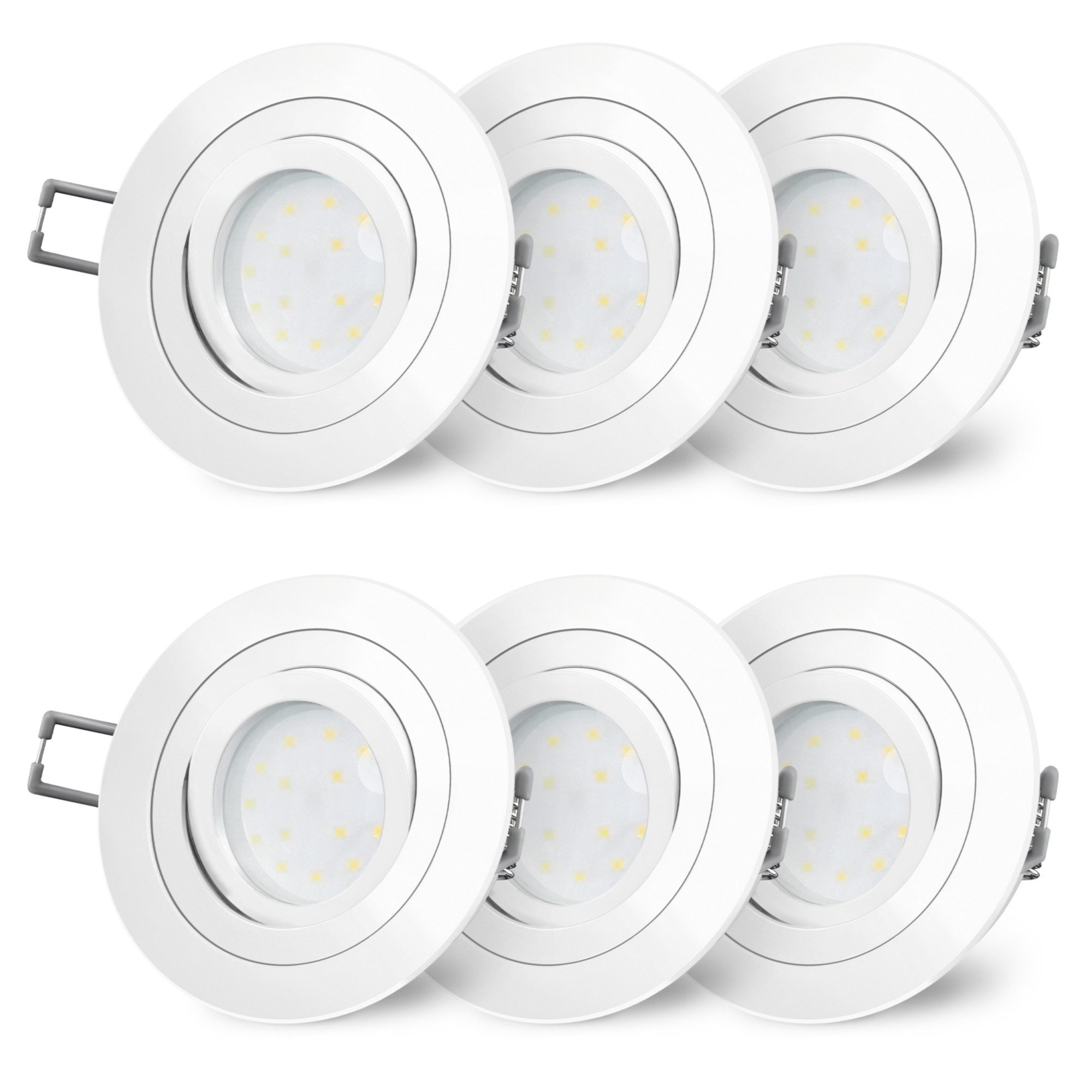 SSC-LUXon LED Einbaustrahler 6x RF-2 LED-Einbauspot schwenkbar flach mit LED-Modul neutralweiß, Neutralweiß