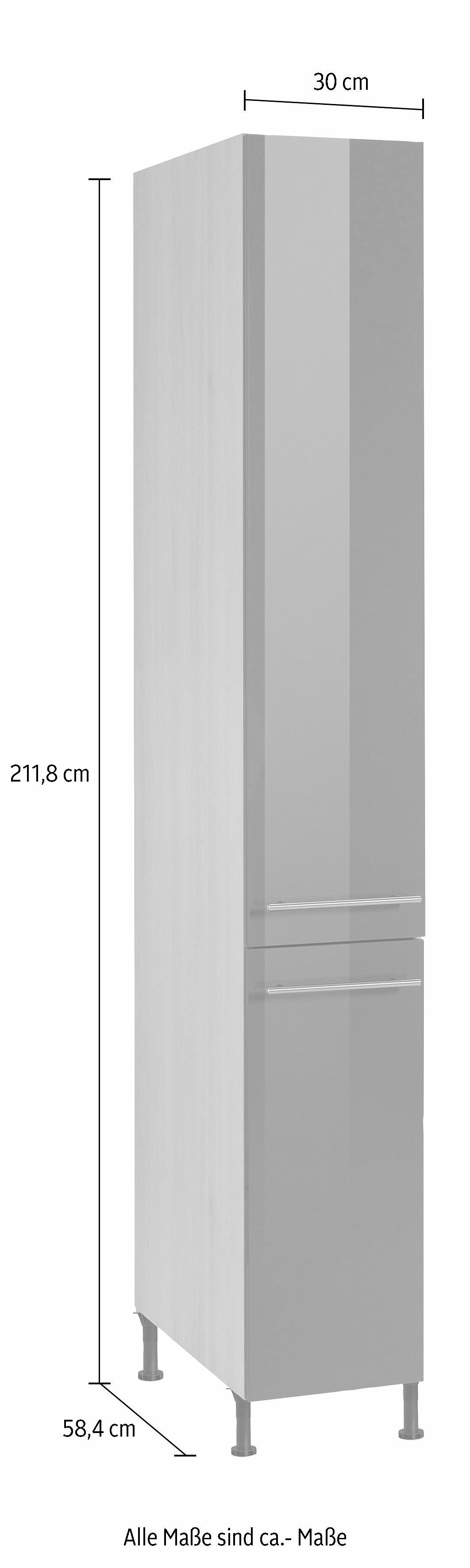 hoch, Bern akaziefarben breit, 212 cm 30 OPTIFIT Stellfüßen höhenverstellbaren basaltgrau/akaziefarben | cm mit Apothekerschrank
