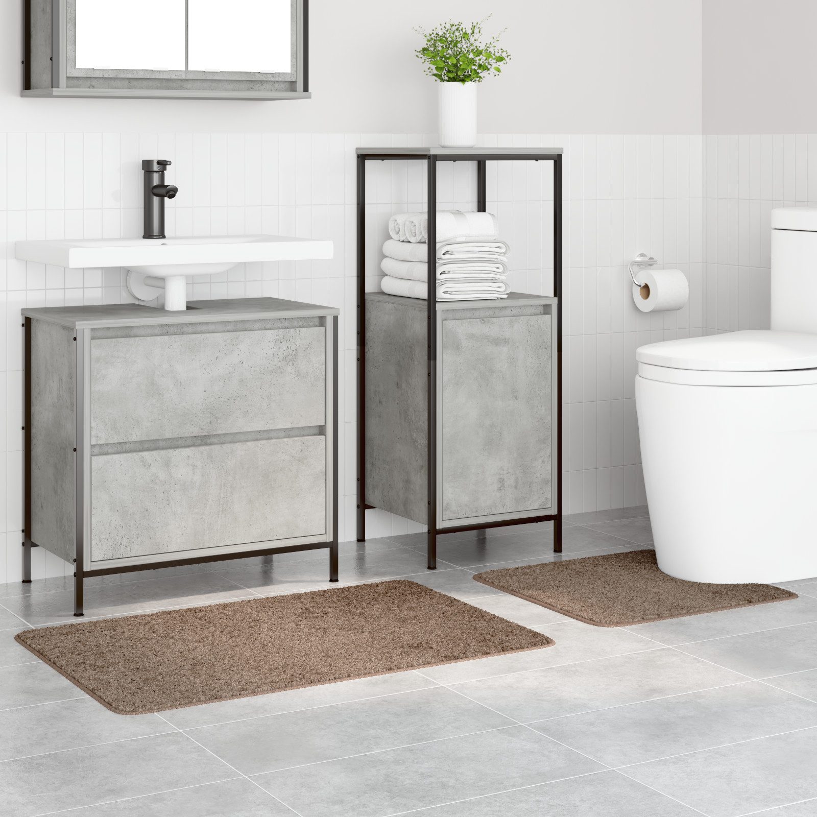 vidaXL Badematte 2-tlg. Badematten-Set Braun Polypropylen günstig online kaufen