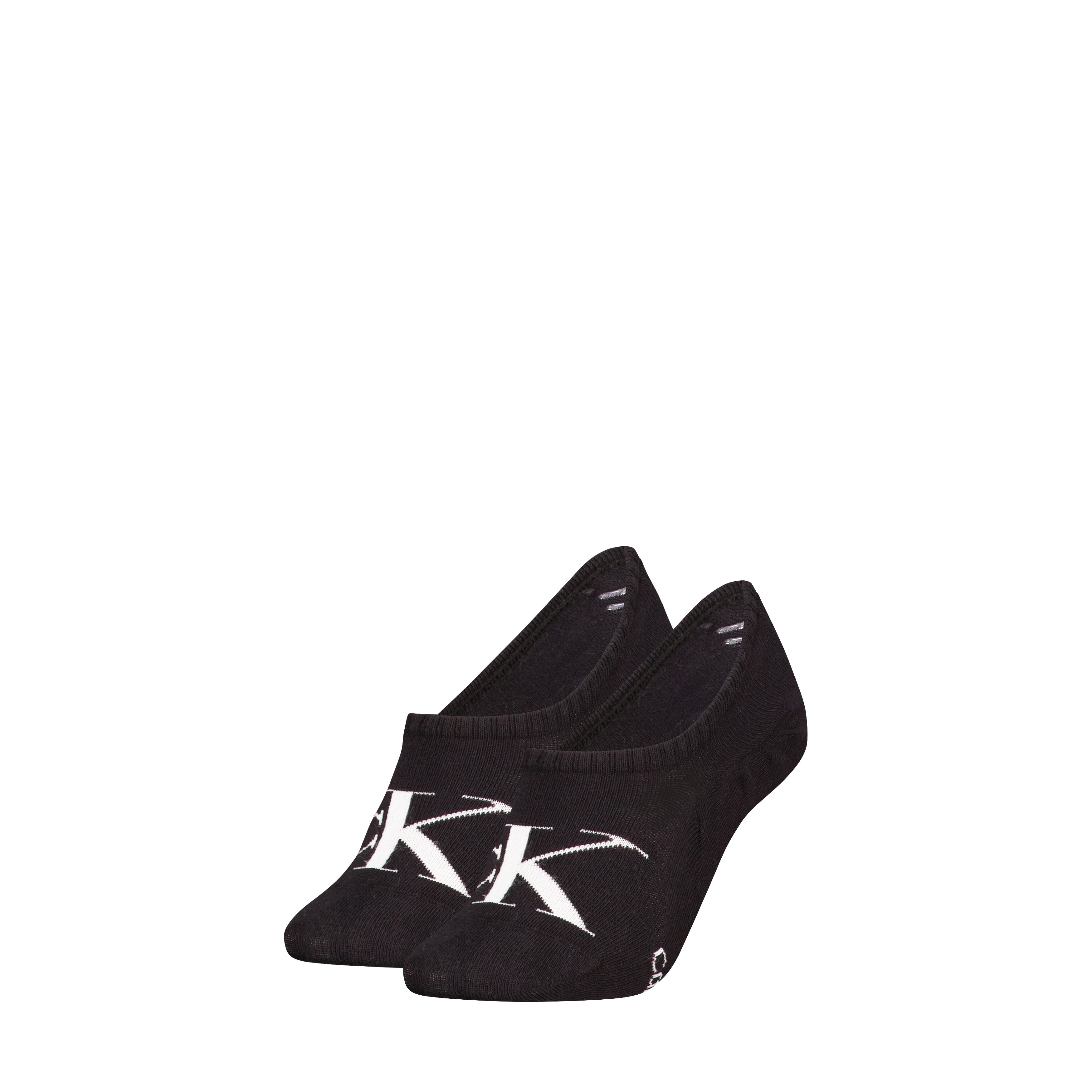Calvin Klein Jeans Füßlinge CKJ WOMEN FOOTIE HIGH CUT 2P MONOGRAM (2 Paar) Mit großer Logostickerei vorn