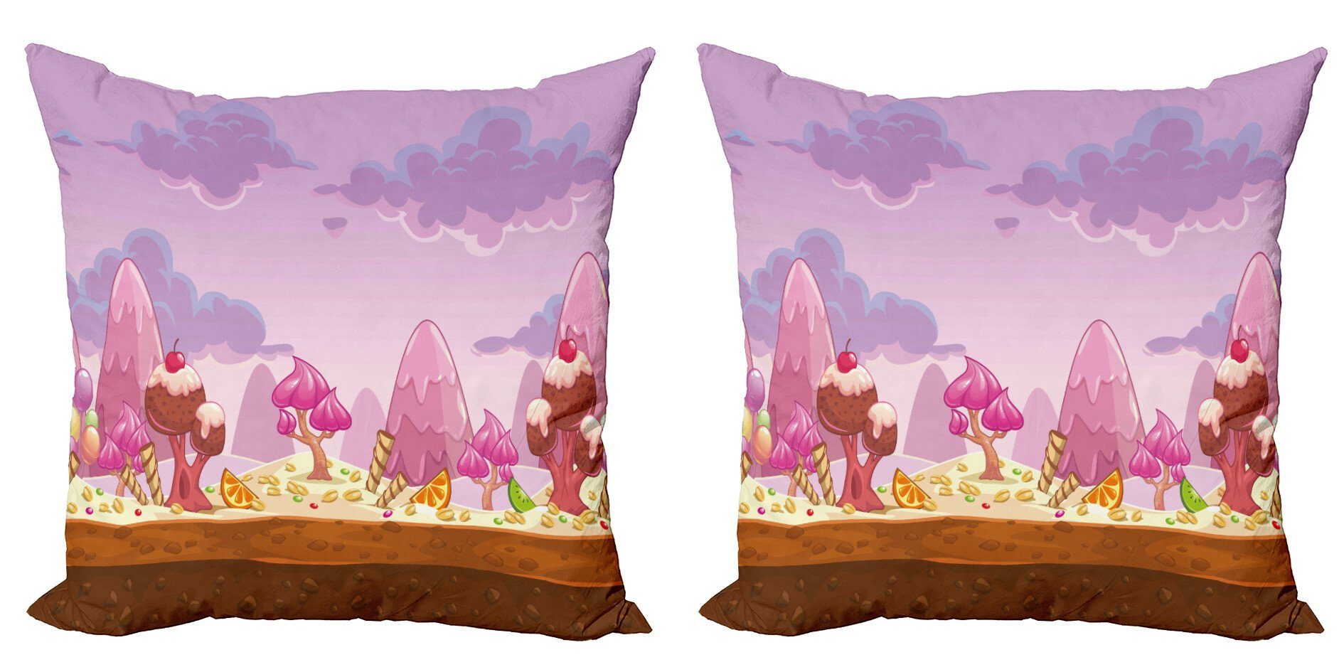 Kissenbezüge Modern Abakuhaus (2 Digitaldruck, Candy Stück), Doppelseitiger Land Accent Retro Cartoon