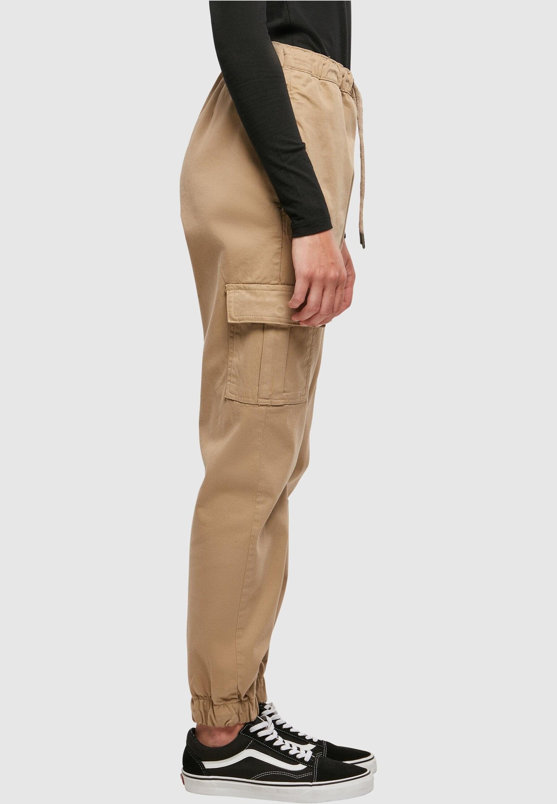(1-tlg) Jogging URBAN Ladies softtaupe Comfort Stoffhose High Waist Cargo CLASSICS Damen Pants